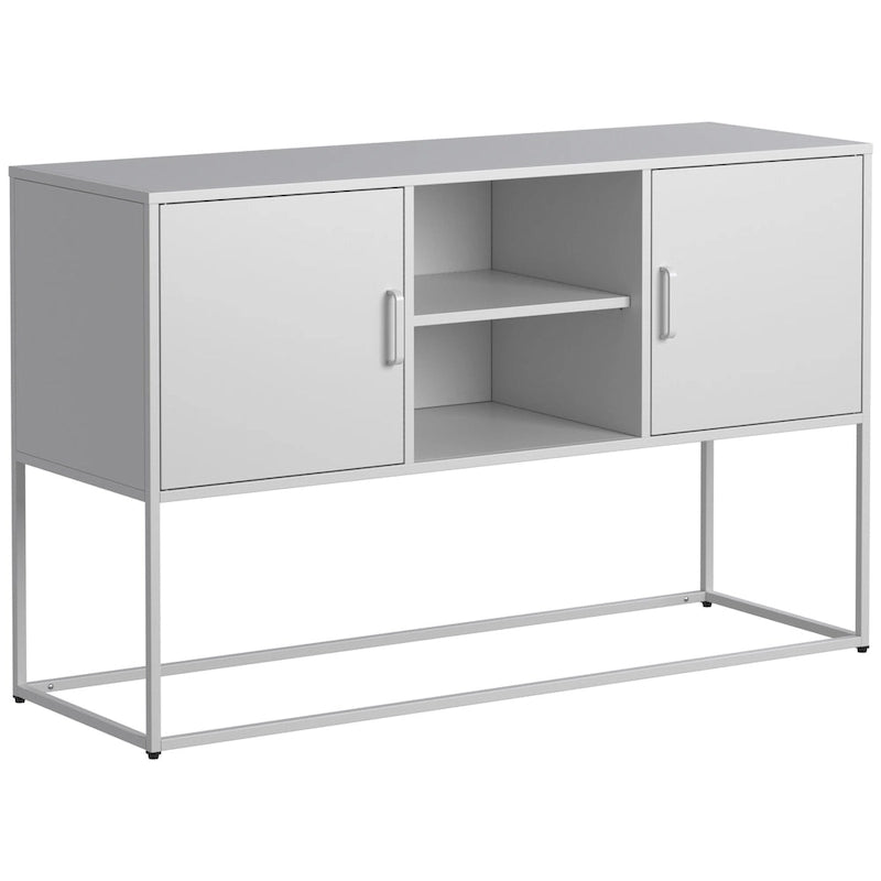 Buffet en métal - Pieds réglables - 6 compartiments - Acier laminé à froid - 120 cm (L) x 40 cm (P) x 75 cm (H)