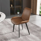 Chaises de salle à manger marron style milieu du siècle - Lot de 2 - Revêtement en similicuir - Design rétro en forme de coquille - Mousse haute densité