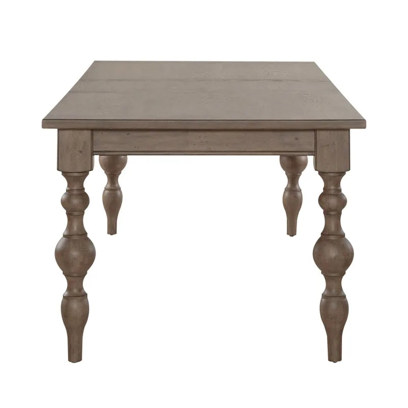 Table basse rectangulaire style ferme - Taupe poudré - Rallonge intégrée - Placage en hévéa et chêne blanc