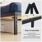 Cadre de lit plateforme en métal noir de 40 cm avec sommier à lattes en bois