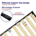 Cadre de lit plateforme en métal noir de 40 cm avec sommier à lattes en bois