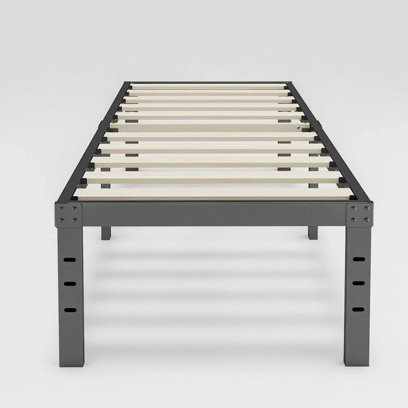 Cadre de lit plateforme en métal noir de 40 cm avec sommier à lattes en bois