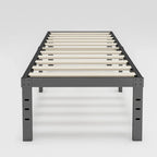 Cadre de lit plateforme en métal noir de 40 cm avec sommier à lattes en bois